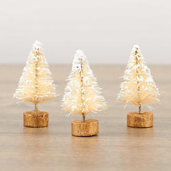 Miniature Frosted Cream Bottle Brush Trees