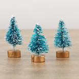 Miniature Frosted Green Bottle Brush Trees