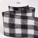 Black and White Flannel Buffalo Check Plaid Wired Ribbon