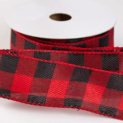 Red and Black Buffalo Plaid Wired Ribbon