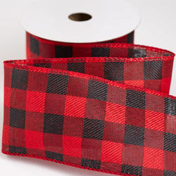 Red and Black Buffalo Check Wired Ribbon
