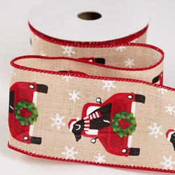 Little Red Christmas Truck Wired Ribbon