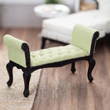 Dollhouse Miniature Green and Black Settee