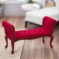 Dollhouse Miniature Red Velour and Mahogany Settee