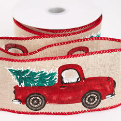'Bringing Home the Christmas Tree' Wired Truck Ribbon
