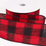 Red and Black Buffalo Check Flannel Plaid Wired Ribbon
