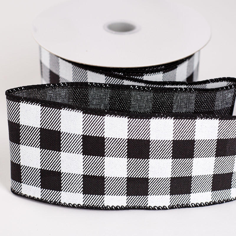Black and White Buffalo Check Wired Ribbon - Ribbon and Trims - Craft ...