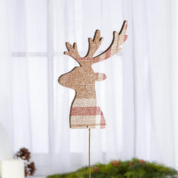 Red and White Check Reindeer Pick