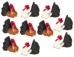 Miniature Polymer Clay Roosters Set