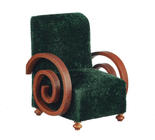 Dollhouse Miniature Green Art Deco Armchair