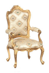 Dollhouse Miniature Louis Xv Gold Armchair