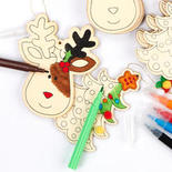 Bulk Ready to Decorate Holiday Wood Ornaments Kid's Craft Kit