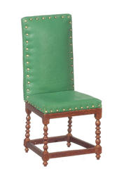 Dollhouse Miniature Green Leather Side Chair