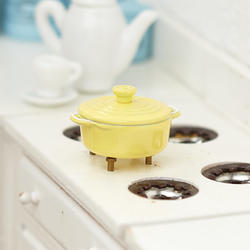 Dollhouse Miniature Yellow Stock Pot