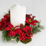 Bulk Case of 192 Artificial Poinsettia Pine Candle Rings