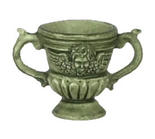 Dollhouse Miniature Green Urn with Handles