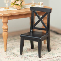 Dollhouse Miniature Black Cross Buck Chair