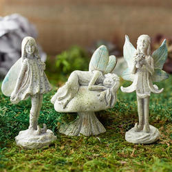 Set of 3 Flower Fairy Garden Figurine Ornaments 
