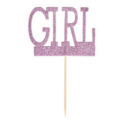 Pink Glitter 'Girl' Cupcake Picks