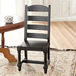 Dollhouse Miniature Black Ladder Back Side Chair