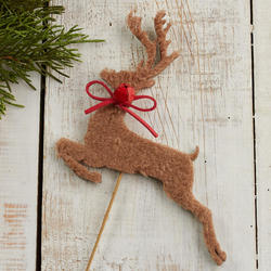 Holiday Faux Fur Reindeer with Bell Pick