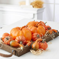 Assorted Harvest Orange Artificial Pumpkins and Gourds
