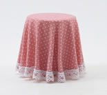 Dollhouse Miniature Pink and White Polka Dot Tablecloth