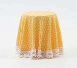 Dollhouse Miniature Yellow and White Polka Dot Tablecloth