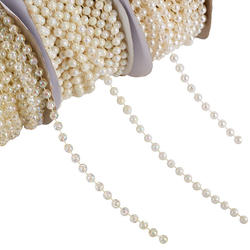 White, Iridescent, and Crystal Faux Pearl Bead Garland Set