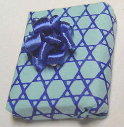 Dollhouse Miniature Chanukah Blue Star Paper Gift