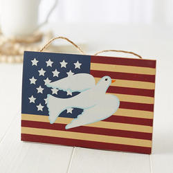 Rustic Peace Dove Americana Sign Ornament