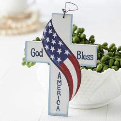 "God Bless America" Cross Ornament
