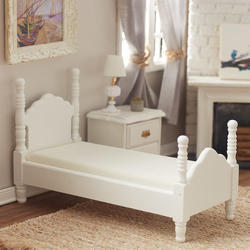 Dollhouse Miniature White Twin Bed