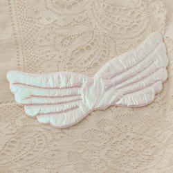 Iridescent White Embossed Angel Wings