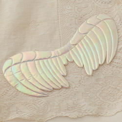 Iridescent White Embossed Angel Wing
