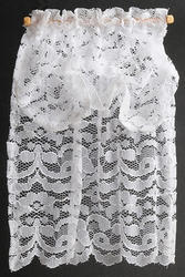 Dollhouse Miniature White Lace Curtain With Balloon Valance.