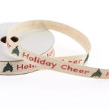 "Holiday Cheer" Christmas Herringbone Twill Ribbon