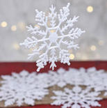 Bulk Case of 1440 White Glittered Snowflake Ornaments