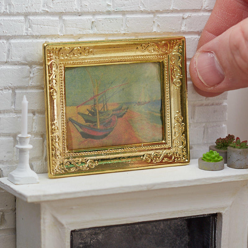 Vintage Miniature Dollhouse Framed Wall Painting 1:12 Doll Home Decor Pip TO 