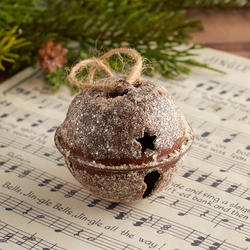 Vintage Look Rusty Glittered Bell Ornament