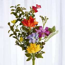 Artificial Assorted Daisies and Flocked Foliage Spray