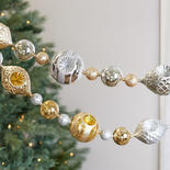 LED Gold and Silver Illuminated Ornament Light Garland