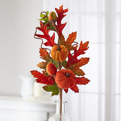 Artificial Mixed Autumn Leaf Stem with Pumpkins