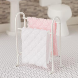 Dollhouse Miniature Towel Rack with Towels