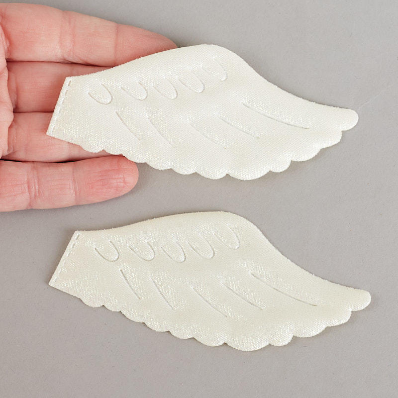 White Iridescent Embossed Angel Wings - True Vintage - Angel Wings ...