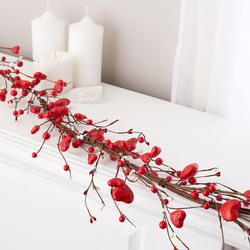 Red Puffy Heart and Berries Valentine Garland