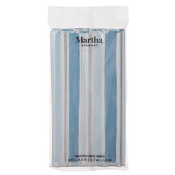 Martha Stewart Turquoise and White Stripe Fabric Tablecloth