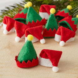 Miniature Felt Santa and Elf Hats