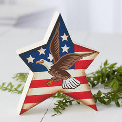 American Flag with Eagle Wood Star