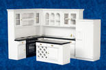 Dollhouse Miniature White with Black Kitchen Set